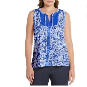 Rafaella Blue and White Floral Blouse